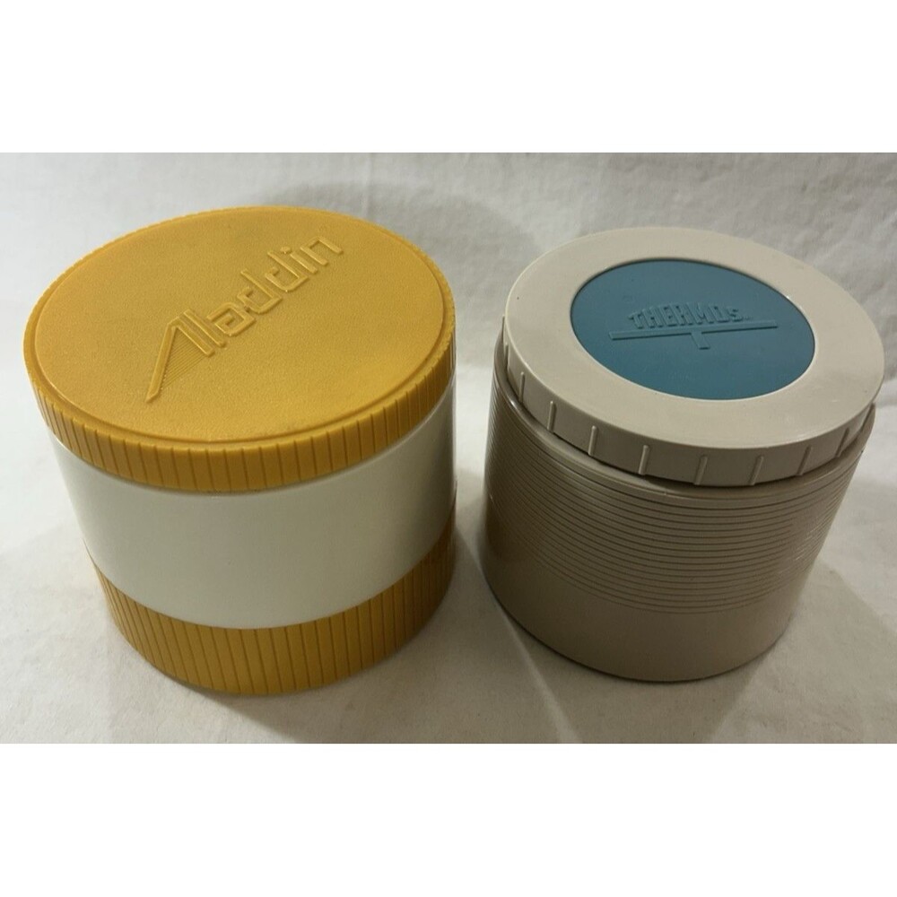 Vintage Thermos King Seeley Aladdin 8 Oz Insulated Food Jars Set of 2 Lunch